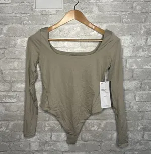 Lululemon Nulu Square Neck Bodysuit Long Sleeve Thong Cut NWT Size Medium (RVSN) thumbnail 1