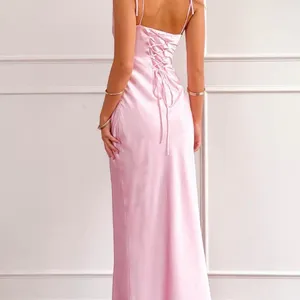 Beginning Boutique Dress Maxi Pink Satin thumbnail 3
