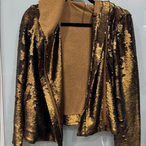Free People Women's Terracotta Fully Sequin Hooded Jacket Glam Bronze Size XS thumbnail 5