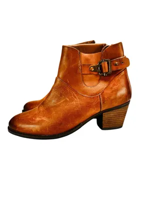 Earth Women’s Size 9.5 West Riverton Tan Brown Leather Buckle Zip Ankle Boots thumbnail 3