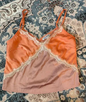 Pink and Orange Lace Detail Top thumbnail 1