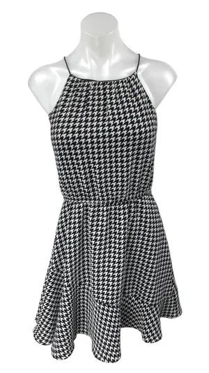 Aqua Black Houndstooth Sleeveless Cami Camisole Tank Fit & Flare Mini Dress Sz S thumbnail 1