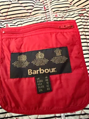 Barbour Bright Red Quilted Field Jacket thumbnail 7