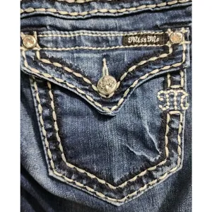 Miss Me Jeans Signature‎ Boot Cut Embellished Dark Wash Denim Jeans Size 28 thumbnail 7