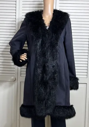 Vintage INC International Concepts Suede Penny Lane Fur Y2K Coat Large thumbnail 1