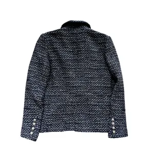 Generation Love Eliza Tweed Blazer Jacket in Navy Blue Melange Size S thumbnail 3