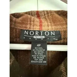 Norton Studios Vintage Wool fringe crop button down size 4 petite Brown thumbnail 3