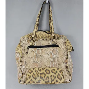 Joanel Faux Snakeskin Leopard Tote Handbag‎ Studs Shoulder Bag Y2K thumbnail 3