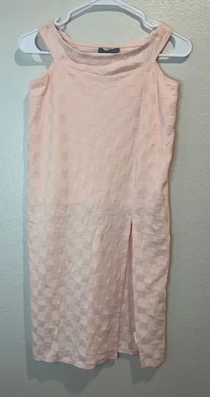 Urban Outfitters NWT‎ Light Pink Sleeveless Checkered High Neck Dress Size S thumbnail 1