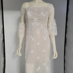 The Room Lace Dress Juniors L Ivory Off Shoulder Bell Sleeve Bridal Graduation thumbnail 7