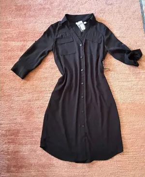 J.Crew Black Shirt Dress Size NWT 3/4 Roll Tab Sleeves Lined thumbnail 1
