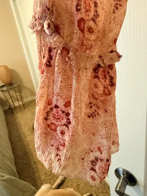 PAIGE Pink Floral Print Ruffle Sleeve Button-Front Blouse | Size Large thumbnail 3