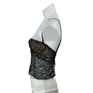 House of CB Black Floral Lace Sheer Bustier Underwire Cami Crop Top Size XS thumbnail 2