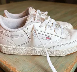 Reebok White Leather Low-Top Sneakers with Gray Accents thumbnail 1