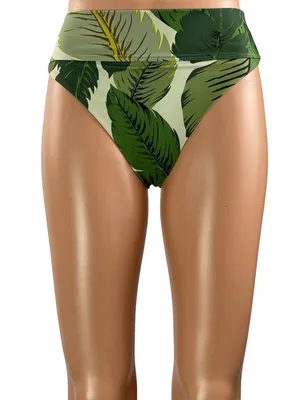 Beach Riot x Stone Cold Fox Green Leaf High Waist Bikini Bottom Swimwear Size S thumbnail 1