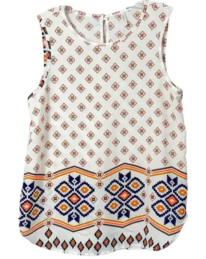 Pink Blush Women's Aztec Print Keyhole Back Sleeveless Top Multi-Color Medium thumbnail 1