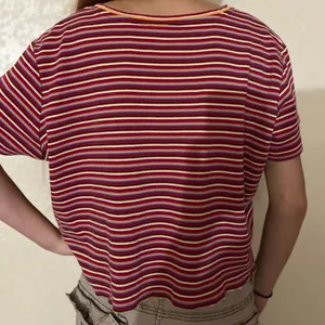 Stylish Striped Short Sleeve Top in Red and Yellow thumbnail 2