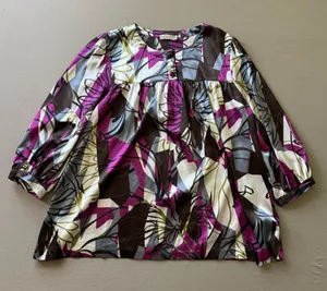 Y2K Early 2000s One World Abstract Floral Loose Blouse thumbnail 1