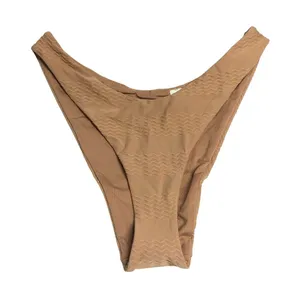 Aerie Bikini Bottom High Cut Cheeky Textured Wavy High Rise Brown L thumbnail 1