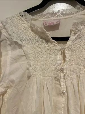 Vintage Saybury Women's Sm White Cotton Embroidered Lace Nightgown Maxi Peasant thumbnail 2