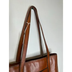 PATRICIA NASH Brown Leather Front Pocket Zipper Closure Top Handle Shoulder Tote thumbnail 9