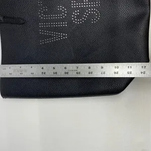 Victoria's Secret Faux Leather Travel Weekender Tote Bag w/ Tassel Black NWT. thumbnail 4