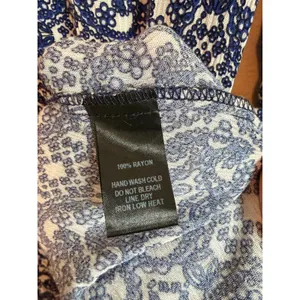 Lulus Maxi Dress Women Small Blue Tile Print Long Sleeve V-Neck Side Slit R64395 thumbnail 5