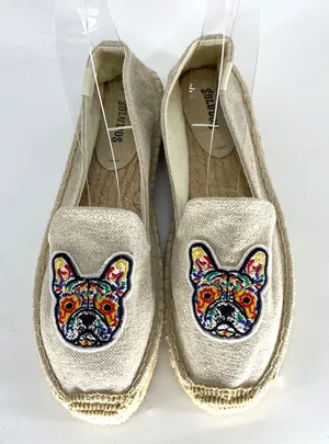 Soludos Frenchie Embroidered Platform Smoking Slipper (Sand) coastal size 9 thumbnail 1