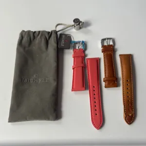 Michele Women's Watch Straps Bundle 18 & 20 Salmon and Brown with Flaw thumbnail 1