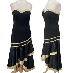 Vintage Y2k Camille La Vie Gown Beaded Strapless Satin Sweetheart Black Beige 10 thumbnail 2