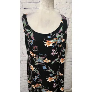 India Boutique Dress Sleeveless Shift Maxi Black Floral Accents One Size thumbnail 2