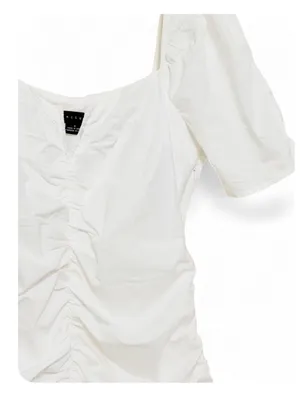 Anthropologie Sanctuary Women’s Puff Sleeve Shirred Poplin Ruched Dress Size 4 thumbnail 9