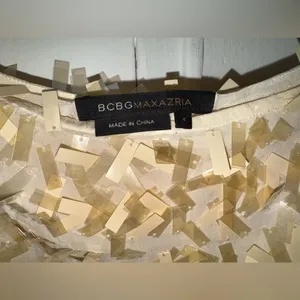 BCBGMaxAzria Eurosummer sequin sheer mini skirt size 4 cream/yellow mermaidcore thumbnail 5
