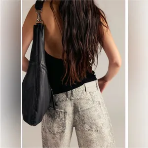 NWT Free People We The Free Good Luck Printed Barrel Jeans - snake combo - 28 thumbnail 6