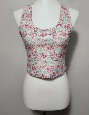 EVCR Kendall Snow Garden Floral Compression Cropped Tank Size Medium thumbnail 2