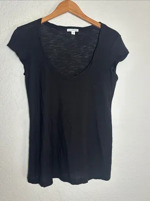 Standard James Perse Black Tissue Tee Scoop Neck Cap Sleeve T-Shirt Minimalist thumbnail 1