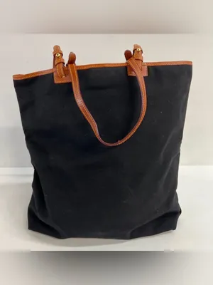 Dooney & Bourke Black and Tan Canvas & Leather Tote thumbnail 2