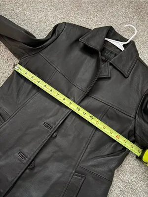 Clueless vintage mid-length black leather coat jacket button-up front women sz M thumbnail 4