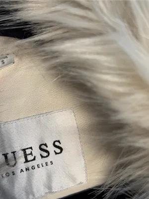 Vintage Guess Faux Fur Cream Vegan Leather Jacket thumbnail 5