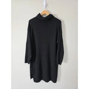 STITCHDROP Heather‎ Black Turtleneck Sweater Dress Kangaroo Pocket Size L NEW thumbnail 4