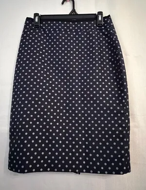 Ann Taylor women’s Size 4 Navy Polka Dot Skirt A-Line Lined Career Classic(A490) thumbnail 1