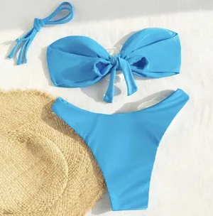 NEW BLUE FLOWERED BIKINI SET MEDIUM thumbnail 3