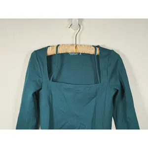 Abercrombie Long Sleeve Strappy Square Neck Top Size M Green Y2K Indie Sleaze thumbnail 5