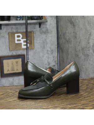 NWT Journee Collection Womens Crawford Block Heel Loafer Pumps Olive Green 7M thumbnail 12