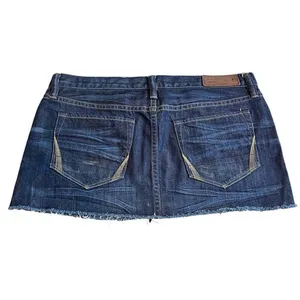 All Saints Spitalfields‎ 10 Micro Mini Denim Jean Skirt Frayed Short Y2K thumbnail 5