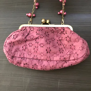 Tara Jarmon for Target Purple Eyelet Mini Purse Clutch with Beaded Handle Strap thumbnail 3