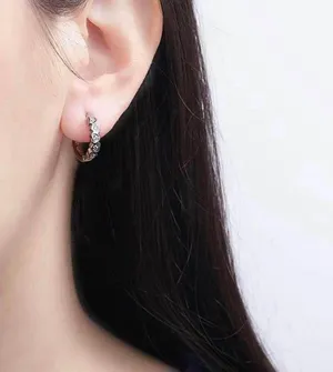 925 Silver Plated CZ Love Heart Silver Hoop Earrings for Women thumbnail 5