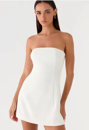 Peppermayo Della Strapless Mini Dress White thumbnail 1