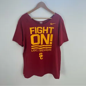 Nike USC Trojans Fight On Burgundy off the shoulder T-shirt thumbnail 7