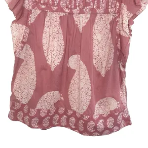 WONDERLY Dusty Rose Paisley Flutter‎ Sleeve Cotton Top, Small thumbnail 5